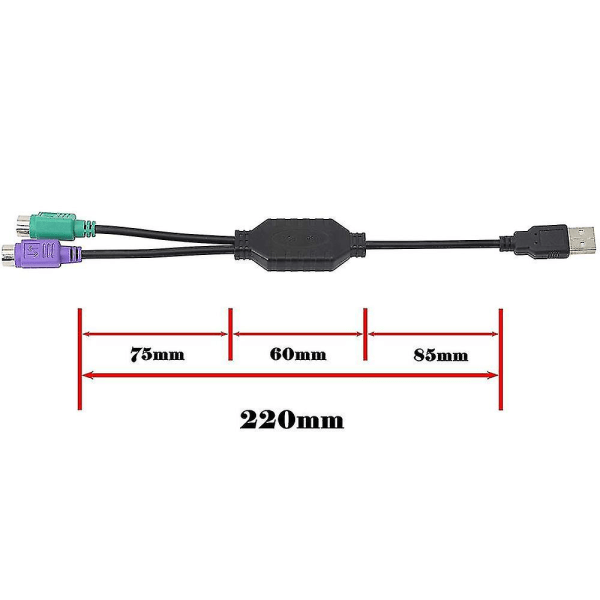 Ps2 USB kabeladapter för tangentbord och mus med PS/2-gränssnitt