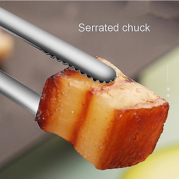 304 Rostfritt Stål Mat Tång Med Serrated Grill Tång (blå)