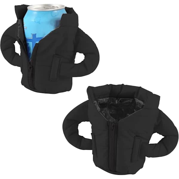 Isolerad burkkylare dryckesjacka för 35 cl burkar och flaskor, öl, läsk, utomhuspresent, svart Black