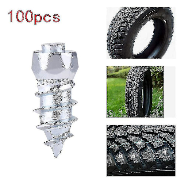 100 stk 12 mm dekknagger i karbidskruesnøpigger Anti- Anti-is for bil/suv/atv/utv bildekknagg