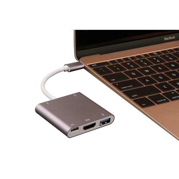 INF USB-C Multiport -sovitin USB:lle, USB-C (USB PD), 4K HDMI-yhteensopiva