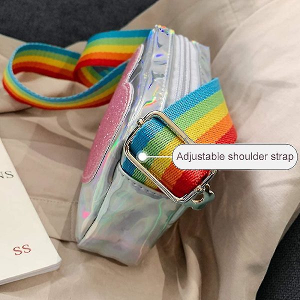 Trendy Kids Jenter Pung Sequin Hjerte Regnbue Skulderstropp Vesker Håndveske For Små Jenter Småbarn (sølv)