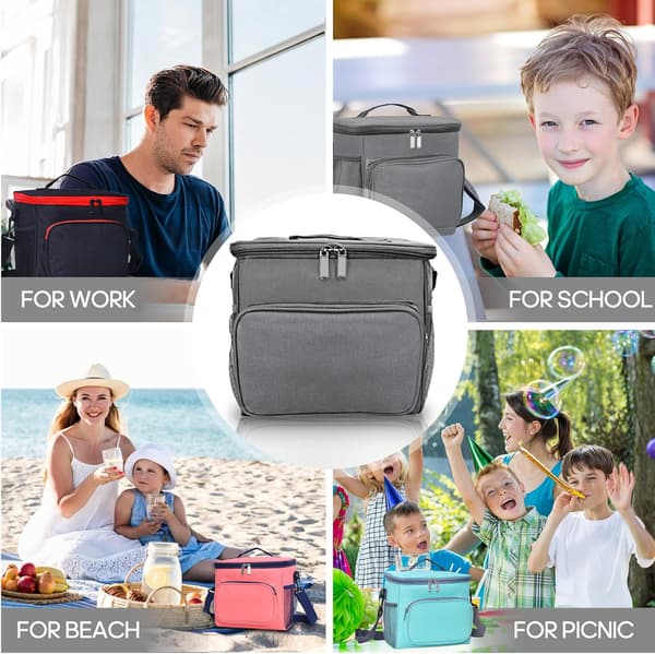 Matpose Arbeid Termisk Matpose Store Doble Rom Matpose for Menn Barn Voksne Kvinner Piknik Camping Skole Matkjøler Bærevesker Gray