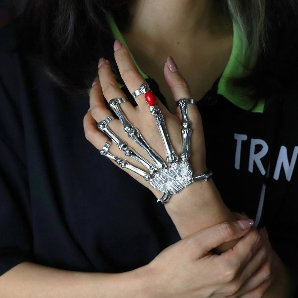 Europæisk og amerikansk Halloween kranium fem finger armbånd metal rubin armbånd Halloween armbånd tilbehør