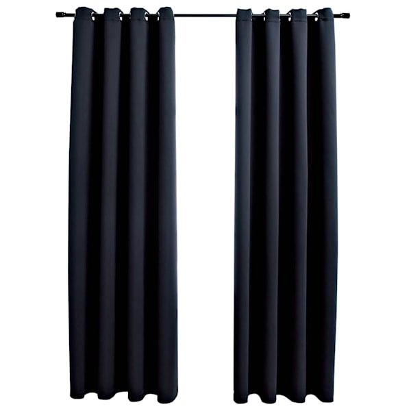 Myydyin tuote!!!vidaXL Pimennysverhot Metallirenkailla 2 kpl Musta 140x225 cm Black Svart