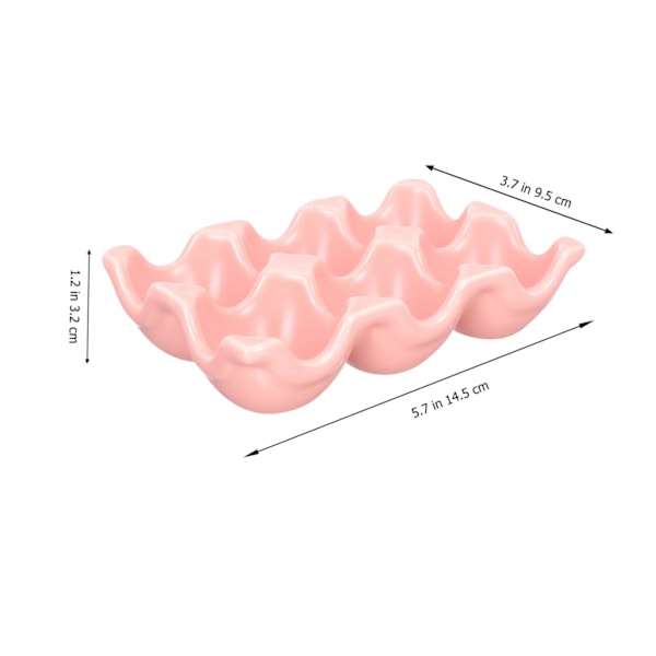 6 kopper lyserød keramisk æggebakke - Køleskabsopbevaringsarrangør med høj styrke, høj glasurflade.