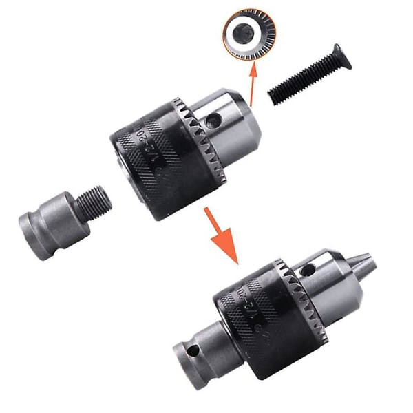 1,5-13 mm Konverter 1/2\"-20unf Nøkkelborchuck Tråd Rask Bytteadapter Sds 1/4\" Hex Slagdriver Nøkkel Bit Koblingsstang