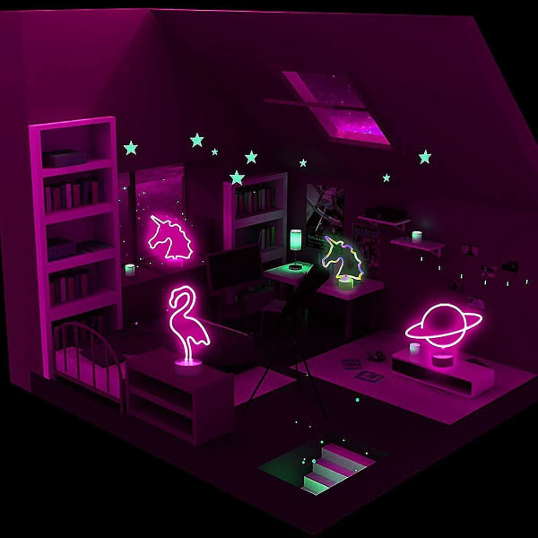 Neon-kyltit Yksisarvinen Yövalo