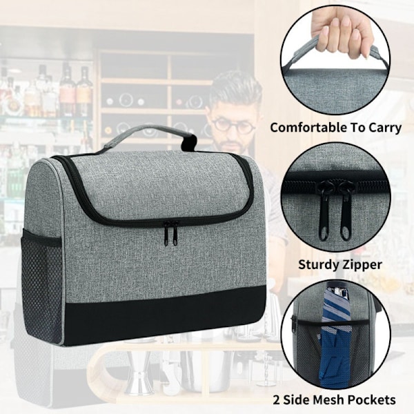 Bartender Kit Bag, Vanntett Reise Bartender Kit Bag med Stor Kapasitet med Flere Lommer, Bar Bag for Hjem Utendørs Fest