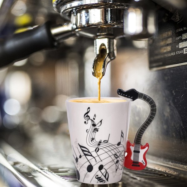 Krus Musikknote Te Kaffe Melk Keramisk Gitar Musikk Krus Krus Gaver til Gitarspillere Musikere, Musikkelsker Gave til Kvinner, Menn, Rød