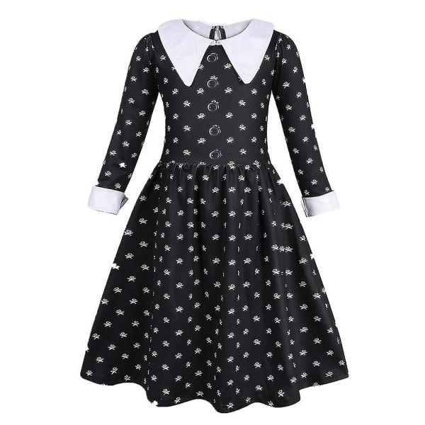 Onsdag Addams Klänningar Barn Flickor Cosplay Outfits Halloween Party Finklänning Kostym H 7-8 Years Dress Bag