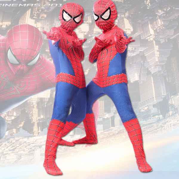 Spider-man kostym Barn Vuxna Spiderman Jumpsuit Cosplay Fancy Dress Up för Halloween Julfest H 160-170cm