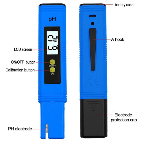 PH-meter til vand, PH-tester 0,01 høj nøjagtighed vandkvalitetstester med 0-14 PH måleområde, PH-meter