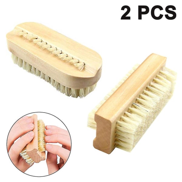 2 Pieces Double-sided Brush Hand Washing Brush With Natural Bristles