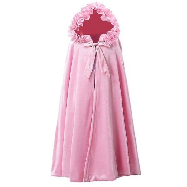 Princess Soft Velvet Hooded Long Cape Cloak Kostym M pink