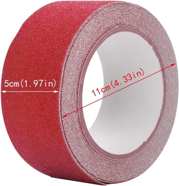 Halkfri tejp - Trapptejp - 5m x 5cm - PVC - Utomhus/Inomhus Röd