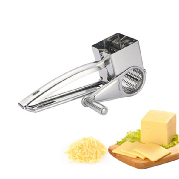 Sølv Multipurpose Rotary Cheese Grater med 1 håndholdt trommel i rustfritt stål for grønnsaker og mer