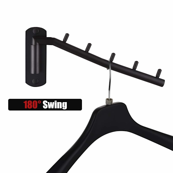 Folding Clothes Hanger Rack, Rustfritt Stål Swing Arm Hook Holder, Klær Hengesystem Tørkeskap Oppbevaringsarrangør Matt