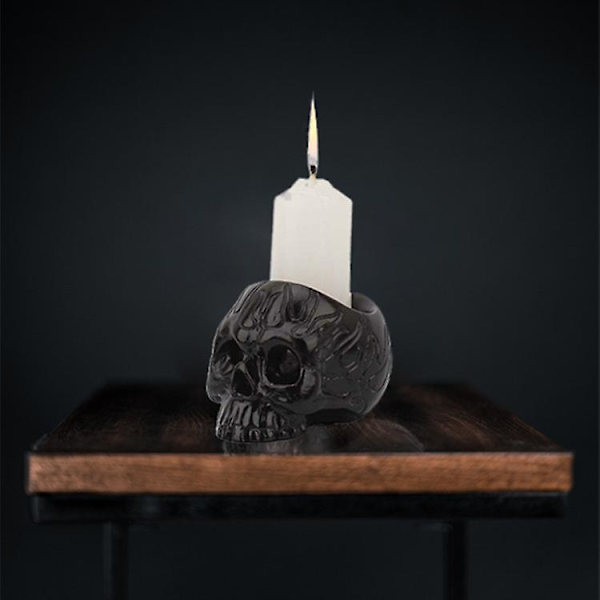 Halloween Skull Lysestake Kreativ Hjem Horror Skull Resin Ornament