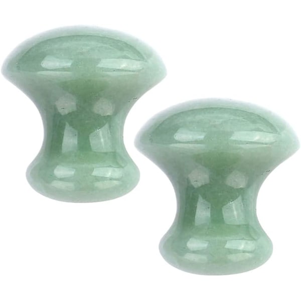 Scraping Massage Tool Jade Chakra Healing Relaxing Stone Mushroom Shape Guasha Facial Massager Good for Eye Face Neck Skin Body Beauty Spa (2Pcs)