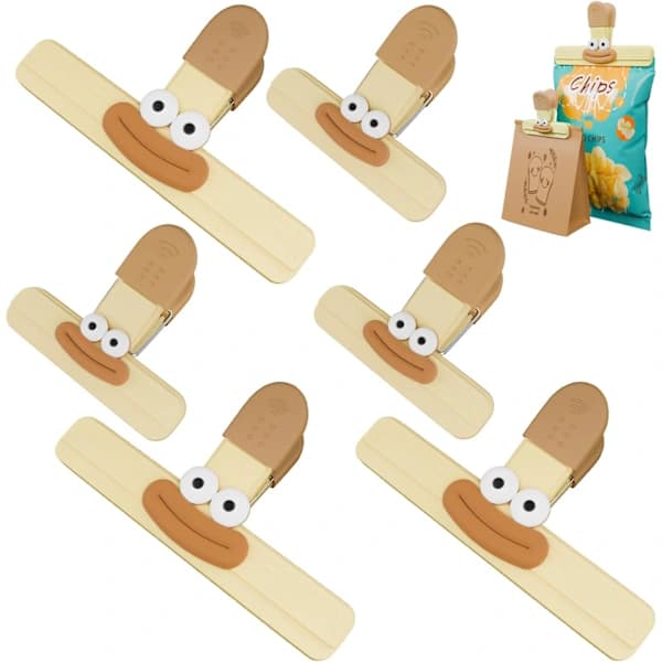 Klyper til pose, lufttette plastforseglingsklyper for brød-, snack- og fryseposer, 6-pakning stor og liten