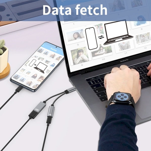 INF USB-C hane till USB hona + USB-C PD laddningsuttag och OTG-adapter USB 2.0