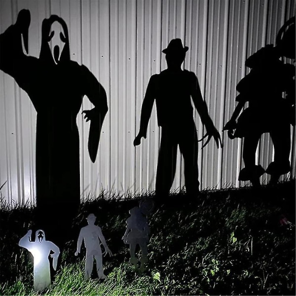 Skräckfilmkaraktär Häxgårdsskyltar med insatser Skrämmande siluett Halloween-dekor för utomhusgård gräsmatta trädgård Clown