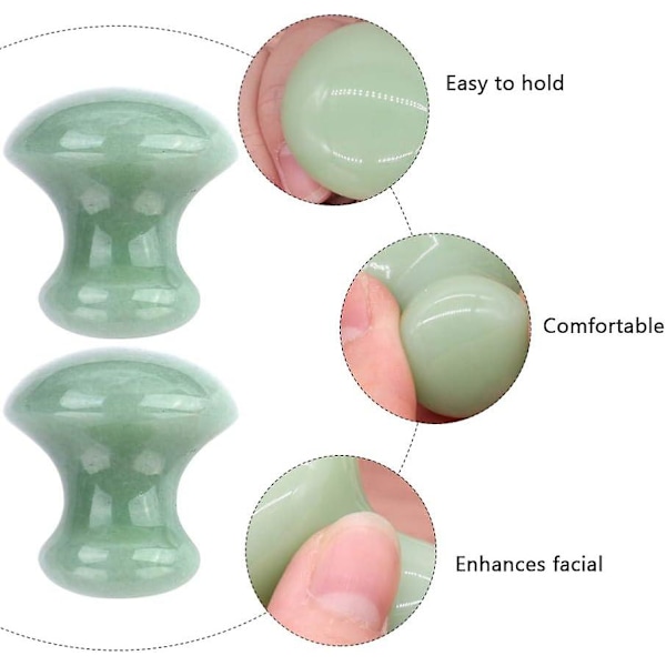 Skraping massasjeverktøy Jade Chakra Healing Relaxing Stone Mushroom Shape Guasha Facial Massager God for Eye Face Neck Skin Body Beauty Spa (2Pcs)