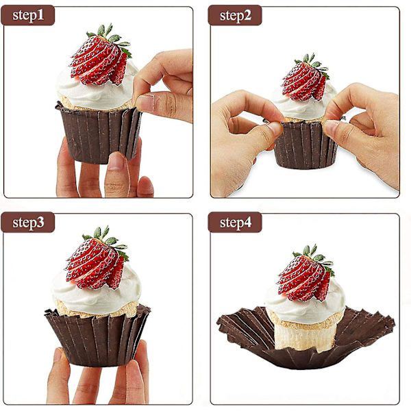 100 stk. Standard olie- og vandafvisende papirbageforme til muffins og cupcakes (brun)