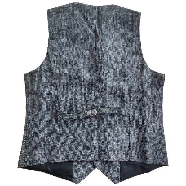 HERRVÄST I HERRINGBENS-TWEED, RETRO V-RINGAD, ULL, FÖR BALKAFFE Kaffe Coffee XS
