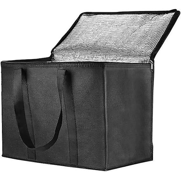 Insulated Delivery Bag, 41 x 33 x 26cm Hot or Cold Food Delivery Bag Reusable Grocery Bag Shopping Bag with Zippers for Camping