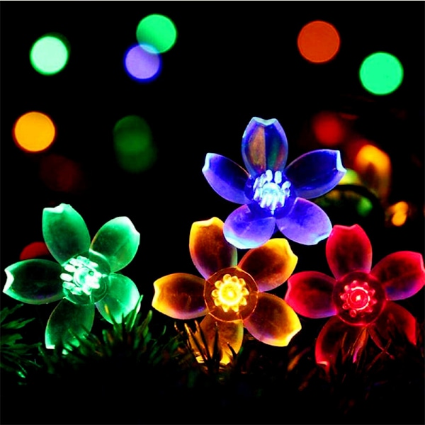 Solcellsdrivna körsbärsblommor för trädgård uteplats innergård jul halloween bröllopsfest dekoration konstgjorda älvljus LED utomhus