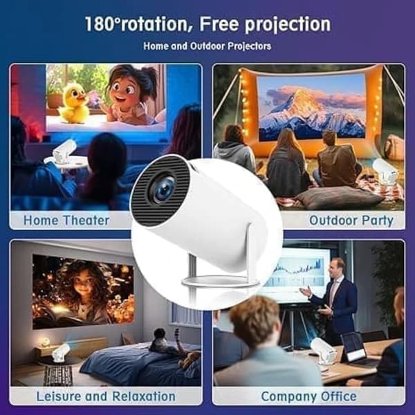 HY300 Pro Smart Mini Projektor 4K Understøttelse Android 12 WiFi 5G Bluetooth 5.2 Auto Keystone til Hjemmebiograf Rejse Hvid