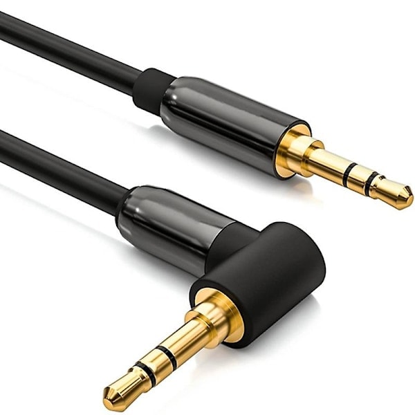 2m Filtringsfri 3,5 mm AUX-kabel til mobiltelefoner, højttaler, L-formet vinklet 3,5 mm bilstereo-audiokabel han til han [HK]