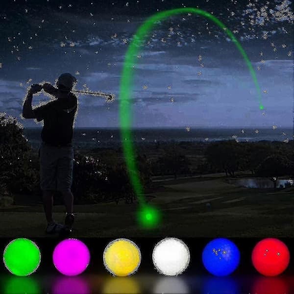6 stk. LED Selvlysende Golfbolde, Blinkende Lysende Golfbold, Natlys