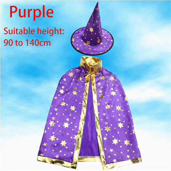 2023 Barns häxhatt Cape Make Häxhatt Cosplay Kostym Fest Prydnadsklänning dekoration 80-140 mm purple