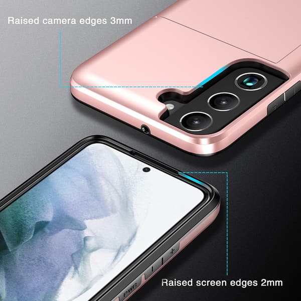 Samsung Galaxy S22 Deksel Kortlomme Roségull