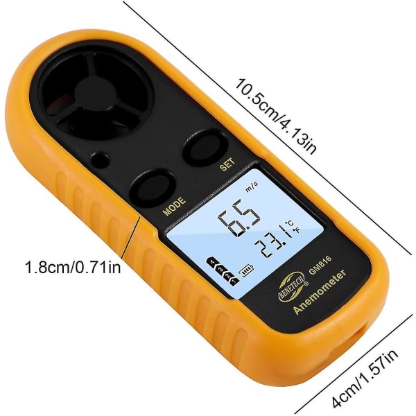 Mini digitalt anemometer, egnet for måling av vindhastighet