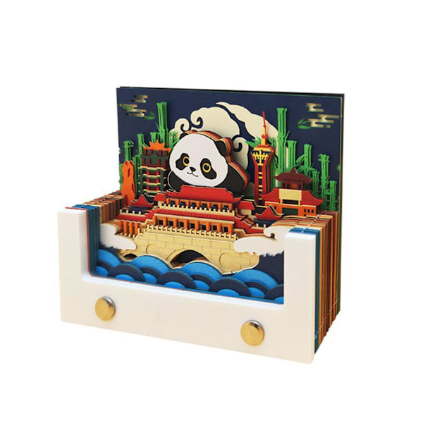 3D Kreativa Kalendrar, Färgglad Skrivbar Anteckningsblock 2024 Kalender, 77 Ark Pappersutskärning Panda Skulptur Kalender, Skrivbordskalender