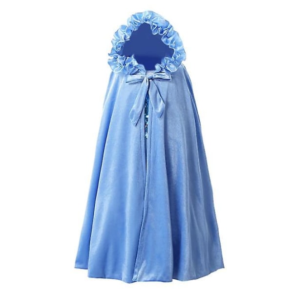Princess Soft Velvet Hooded Long Cape Cloak Kostym L blue