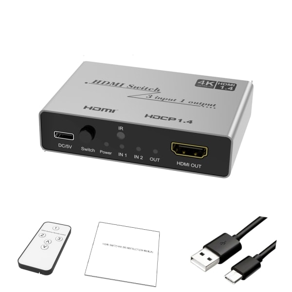 3 i 1 ud HDMI Switch 4K 30Hz