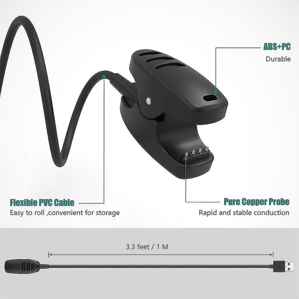 Lader kompatibel med Suunto 3 Fitness, Suunto 5, Traverse, Kailash, Spartan Trainer, Ambit 1 2 3 - USB-ladekabel 100cm