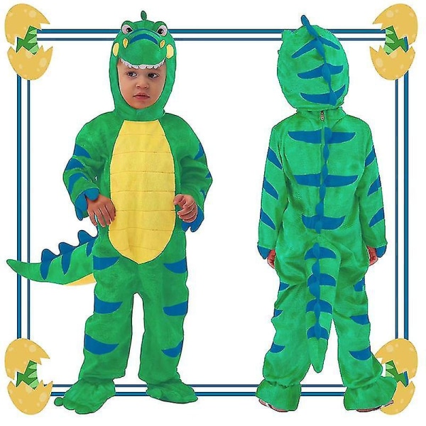 Dinosauriekostym för barn för Halloween-fest L Green
