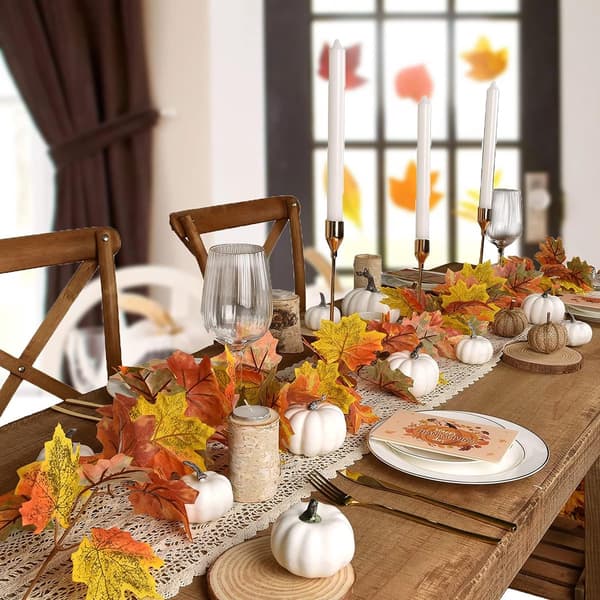 2-pack höstlövsgirland 1,8 m konstgjorda hösthängande rankor för Thanksgiving, bröllop, jul, heminredning för spiselkrans och trappor