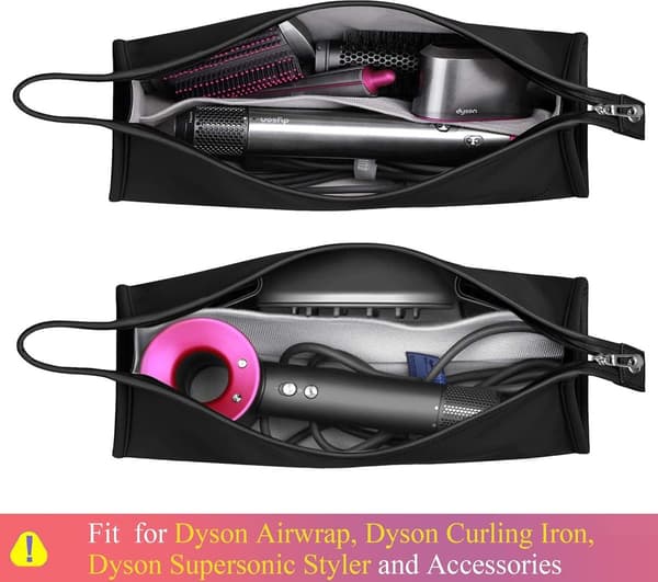 Rejsetaske til Dyson Airwrap, kompatibel med Dyson Supersonic og Shark FlexStyle, vandtæt PU-læder opbevaringstaske, sort