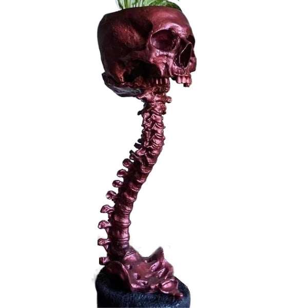 Resin Skull Planter Spine Stand Set, Polyresin Skulls Pot, Halloween Dekoration Retro Human Skull