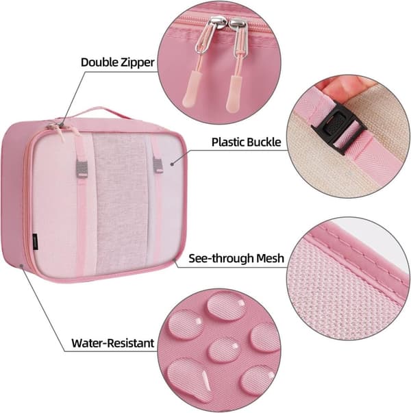 Pakkekuber - Organizer for koffert - 7 stk - Rosa