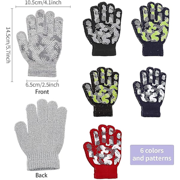 6 par hansker barn, barnehansker vinter, stretch full finger hansker, vintergave
