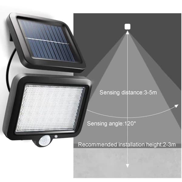 Solcellelamper - 2 stk. LED-lamper udendørs med bevægelsessensor, IP65 vandtæt, solvæglampe til have