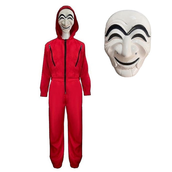 Halloween Christmas Money Heist Sedel House Cosplay Party Kostymer Jumpsuit + Mask S Jumpsuit With Maske